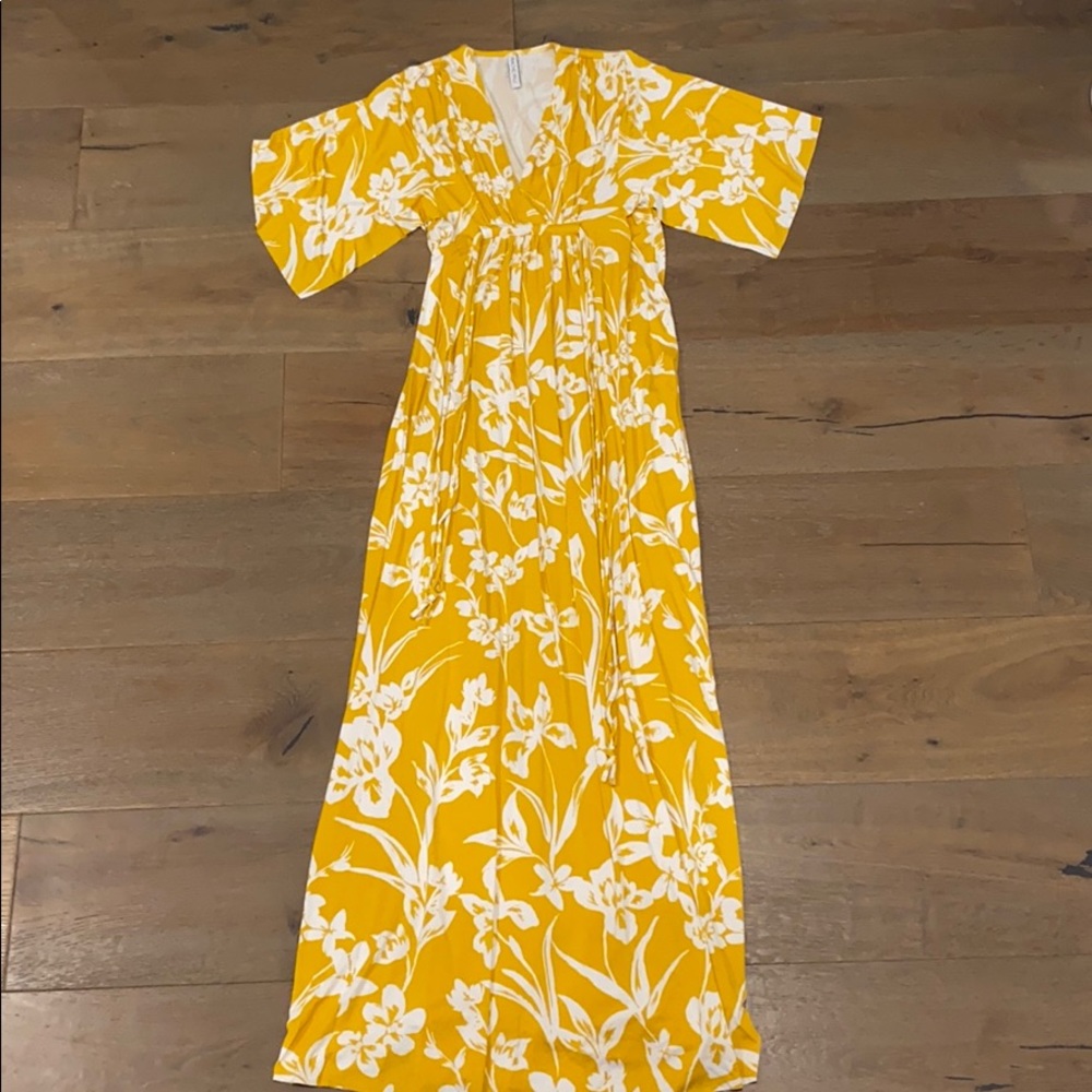 Rachel Pally Printed Caftan Yellow Dress
